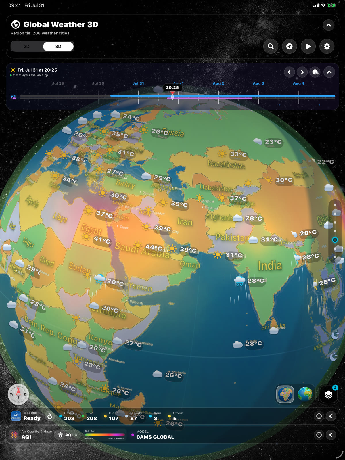 Air Quality and Haze PM2.5 layer over Africa and Europe