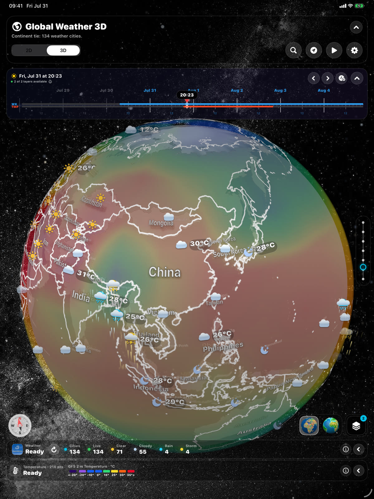 Temperature heat map over North America